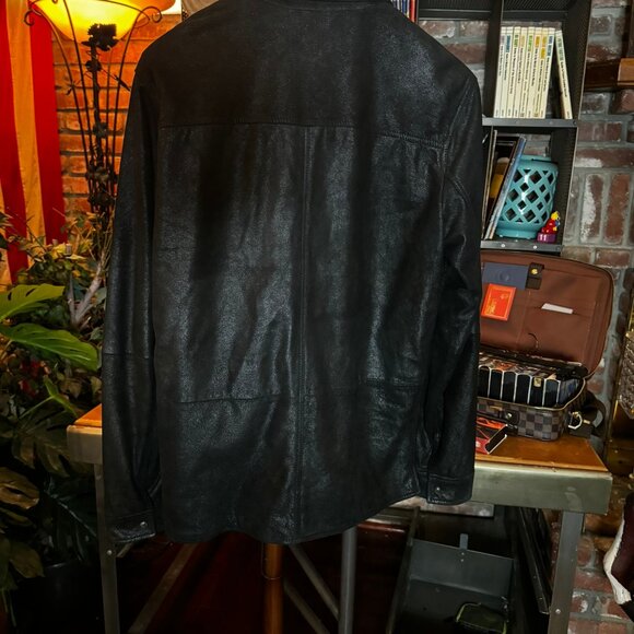 $698 JOHN VARVATOS Lionell Goatskin BLACK LEATHER JACKET (sz 50) - Picture 6 of 7